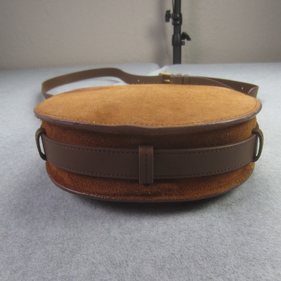 Quince Bag Brown Cow Suede Leather Trim‎ Saddle Crossbody Adjustable Strap - Picture 7 of 15
